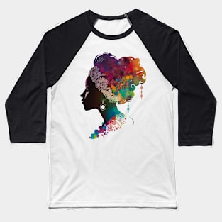 Silhouette of Woman with Colorful Hair Baseball T-Shirt